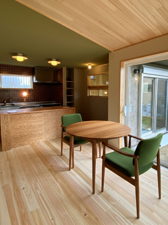 個性的な木質感溢れる空間